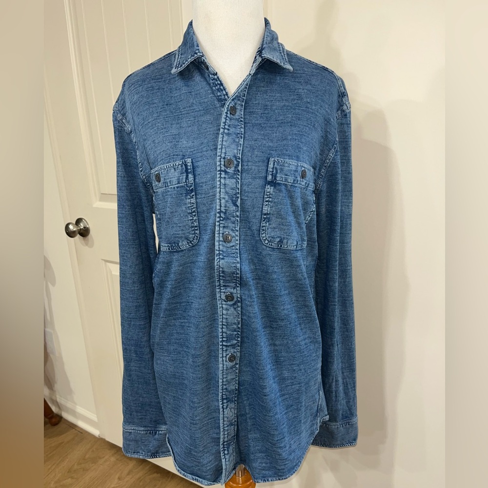 Faherty Blue Denim Button-Down Shirt